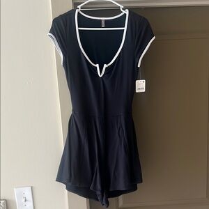 Free People Black Romper with White Trim